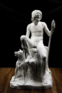 Estatua de niño pastor - Estatuilla blanca mate impresa en resina de Bertel Thorvaldsen - - Imagen 1 de 6