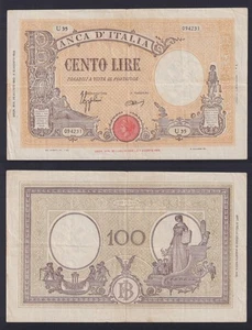 Banconota Italia 100 lire Grande "B" 1943 P.-68 BB/VF - Picture 1 of 1