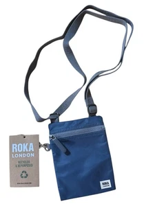 ROKA LONDON Chelsea Recycled Nylon Small Crossbody Bag Airforce Blue - Picture 1 of 6