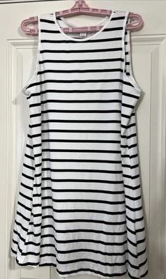 Striped Dress for Women Short Ribbed Knit Crewneck Bodycon Size L - Image 1 of 4
