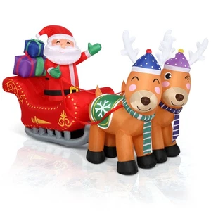 Aufblasbarer Weihnachtsmann mit Schlitten XXL LED beleuchtet Deko Nikolaus Santa - Bild 1 von 8