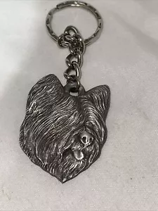 Llavero vintage 1983 Rawcliffe Pewter I Love My Skye Terrier perro - Imagen 1 de 4