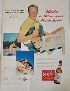 1949 Blatz Milwaukee's finest beer  Gene Raymond glass vintage ad - Picture 1 of 1