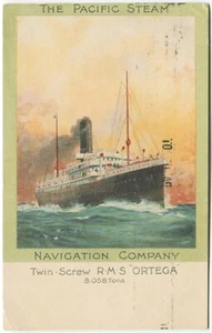 RMS ORTEGA, PACIFIC STEAM NAVIGATION COMPANY, PAQUEBOT - Shipping Postcard - Picture 1 of 2