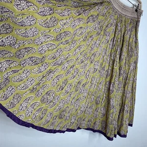 ANOKHI Midirock Blockdruck Paisley GR. S/M BAUMWOLLE/SEIDE BESATZ 31” Taille X 36” - Bild 1 von 9