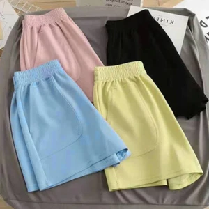 Women High Waist Casual Loose Hot Pants Ladies Summer Beach Shorts With Pocke - Picture 1 of 17