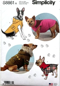 Simplicity S8861 Dog Coats in 3 Sizes Small, Medium, Large - Picture 1 of 2