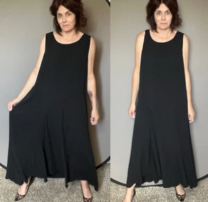 Maxi Vestido Midi Sin Mangas Eileen Fisher Talla XL Rayón Crepé Detalle Costura - Imagen 1 de 8
