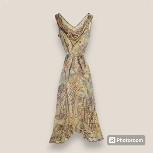 🧚🏻💐 Vestido asimétrico etéreo vintage con cuentas de seda Y2k talla 4 pequeño - Imagen 1 de 12