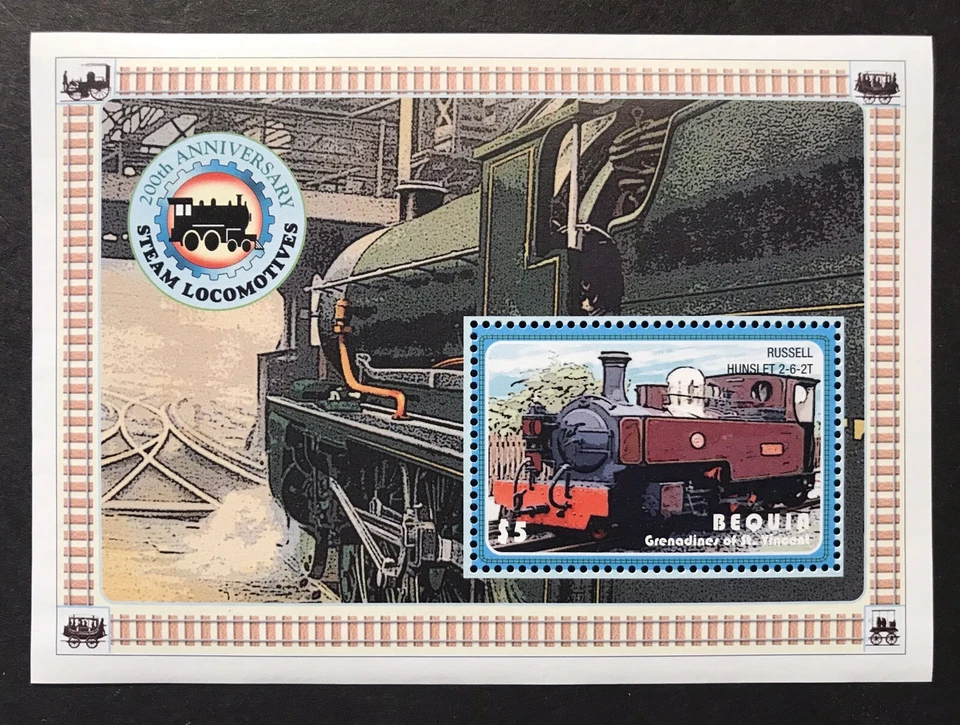 BEQUIA ST VINCENT TRAINS STAMPS 2005 MNH 200th ANV. OF STEAM LOCOMOTIVES 348 1 - Image 1 of 1