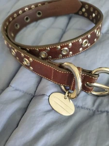 COACH RARE Charm Dog Collar Leather Studded Grommets XL 22-26 Brown Leather - Picture 1 of 9