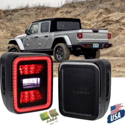 一对烟熏适用于吉普角斗士 JT 2020 - 2024 LED 尾灯带跑步灯 — 第 1/4 张图片