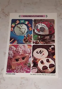The Betty Crocker Receta Tarjeta Biblioteca TARJETAS DE REEMPLAZO FIESTAS INFANTILES 1971 - Imagen 1 de 13