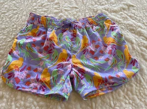 Garnet Hill Kids Girls Purple Yellow Green Parrot Athletic Shorts 12 - Picture 1 of 7