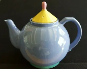 Lindt Stymeist COLORWAYS Blue Yellow Tea Pot 7.5" Tall PERFECT - Picture 1 of 5