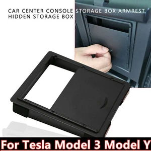 Center Console Organizer Tray Armrest Hidden Storage Box For Tesla Model 3 Y - Imagen 1 de 2