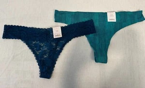 Auden Women's Thong allover lace /Bonded Micro Thong 2pk Size L - Picture 1 of 5