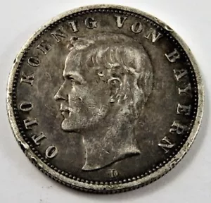 GERMAN STATES-BAVARIA 1899 D SILVER 2 MARK . .3215 OZ .900 SILVER - Picture 1 of 4