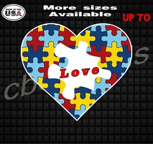 Autism Puzzle Pieces Vinyl Decal Sticker | Autism Love Heart Vinyl Decal Sticker - Picture 1 of 1