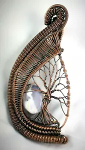 Copper Wire Wrap Pendant Tree Of Life With Dendritic Opal Elegant Handcrafted - Picture 1 of 4
