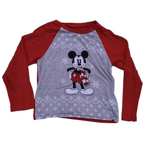 Disney Pajama Shirt Size 8 Snowflake Pullover Crewneck Soft Mickey Mouse - Picture 1 of 4