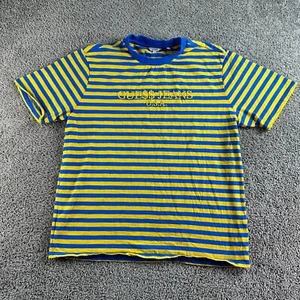 A$AP Rocky x Guess Jeans Shirt Mens Extra Large Blue Yellow Striped Short Sleeve - Picture 1 of 9