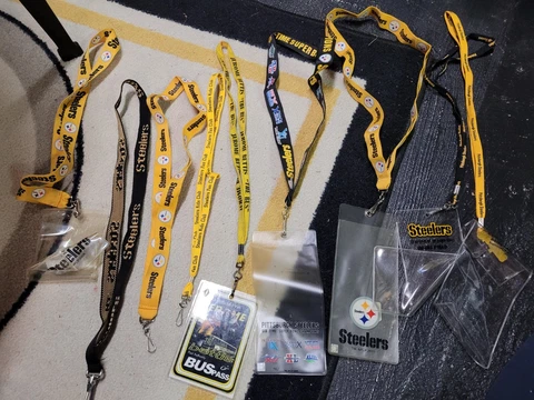 9pc lot Pittsburgh Steelers lanyards & ticket holder, Bettis pass,fanclub,6x SB Cover