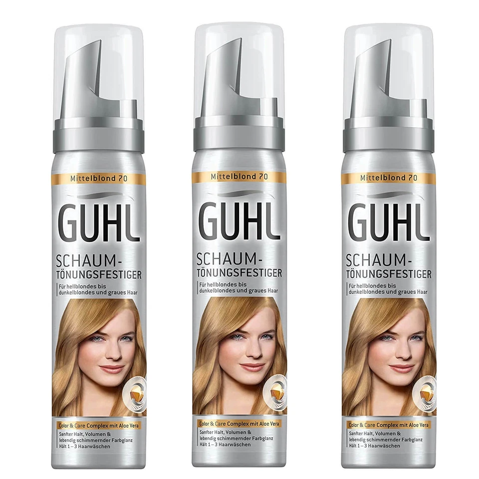 3x 75ml Guhl Foam Tint Firming Medium Blonde 70 Hair Tint Tint Light Dark - Image 1 of 3