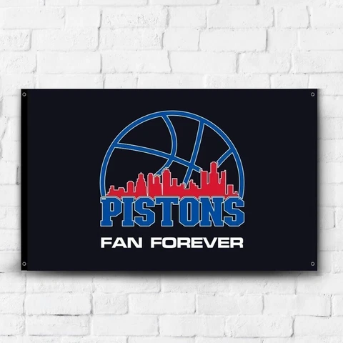 Detroit Pistons 3x5 ft Flag NBA Basketball Champions Gift Banner Wall Decor Cover