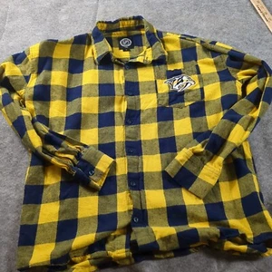 NHL Nashville Predators Hemd Herren M gelb kariert Flanell Button Down Hockey - Bild 1 von 8