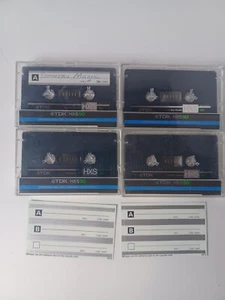 Lot of 4 TDK HX-S 90 Min Cassette Tapes High Bias Type II Japan - 1 Missing Tabs - Picture 1 of 8