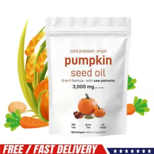 Pumpkin Seed Oil with Saw Palmetto, 3000mg, 180Softgel,Herbal Supplement# - Picture 1 of 11