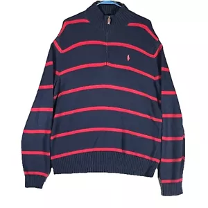 Polo Ralph Lauren 1/4 Zip Pullover Sweater Herren Gr. M Navy 100% Baumwolle - Bild 1 von 7