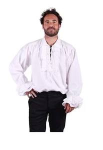 weißes Piraten Hemd Herren historisch Mittelalter Pirat Bauer Karneval Fasching - Bild 1 von 3