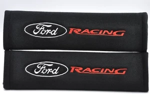 2 pcs (1 PAIR) Ford Racing Embroidery Seat Belt Cover Shoulder Pads (Black pads) - Picture 1 of 1