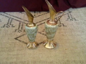 Delft Mid Century Porcelain and Brass Vase Pitcher Holland Set - Picture 1 of 11