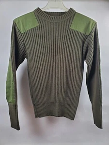 Vtg 70s 80s Commando Jack Young Sweater 38 Shoulder Elbow Patches Military Style - Picture 1 of 3