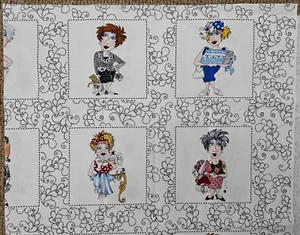 2005 Loralie Harris SEWPHISTICATES Sewing Lady Quilt Fabric Panel 1yd 10" x 44 - Picture 1 of 5