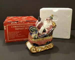 2002 AVON Christmas Cheer Trinket Box - Santa in Sleigh - Picture 1 of 10