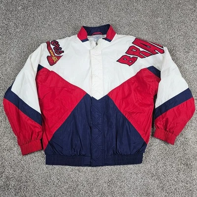 Vintage Atlanta Braves Jacket Men Large Color Block 90s MLB Windbreaker Apex One - Image 1 of 4