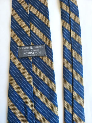 Corbata extra larga Robert Talbott Best of Class Nordstrom azul dorado a rayas 100 % seda Foto 1 de 4