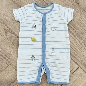 Boots Mini Club Romper Size 6-9 Months Striped Nautical Themed Beach Summer - Picture 1 of 5