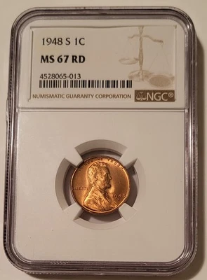 NGC 1948 S Lincoln Wheat Cent MS67 RED - Image 1 of 4