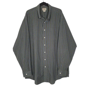 L.L.BEAN Green Check Shirt Long Sleeve Casual Cotton Mens XLT - Picture 1 of 4