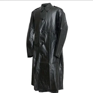 Vintage Swedish Military Black PVC Rain Jacket Trenchcoat 50-52 Cyberpunk/Goth - Bild 1 von 8
