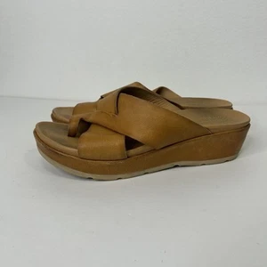 Kork-Ease Slip on Wedge Sandals Size 11M Baja Sport Tan Leather Platform - Picture 1 of 8