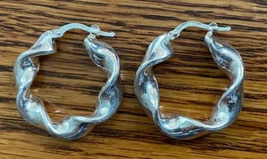 Vintage Damen Creolen für Ohrlöcher 925 Sterling Silber feiner Schmuck - Bild 1 von 5