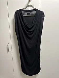 10Days Leinen Schlupf KLEID De 38/40/42 Schwarz Lang Wasserfall-Kragen 16z6 - Bild 1 von 13