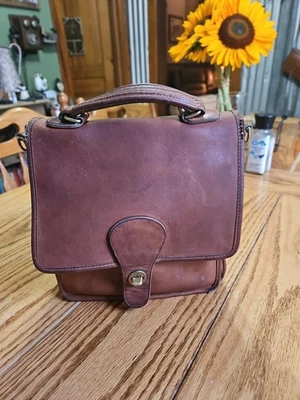 Vintage COACH Station Turnlock Handbag British Brown Leather Top Handle  - Image 1 of 4