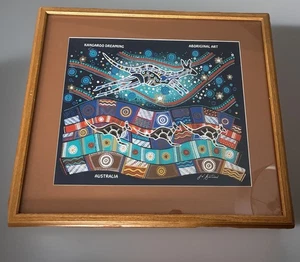 Arte aborigen australiano enmarcado/enmate KANGAROO DREAMING por JW EASTWOOD - Firmado - Imagen 1 de 7